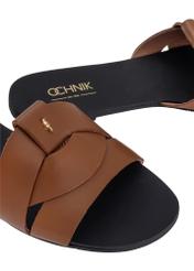 Camel women's braided flip-flops BUTYD-0903C-1D(W26), close-up of the product detail on a white background.