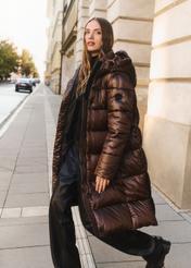 Brown long women's winter jacket KURDT-0531-1H(Z26)