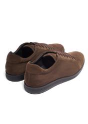Dark brown suede men's shoes BUTYM-0513-1I(Z26), product view from the back on a white background.