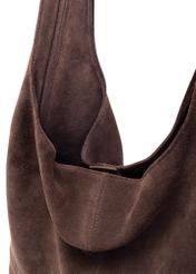 Brown suede women's shopper bag TORES-1177-89(Z25), close-up of product detail, view on white background.