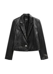 Women's short leather jacket KURDS-0522-99(W26) - front product view, on white background.