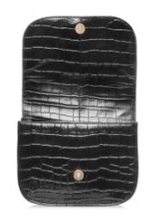 Leather black women's croco handbag TORES-1129E-99(Z25), product view with open flap on white background.
