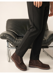 Men's dark brown suede ankle boots BUTYM-0581-1I(Z26), product view on model. Half silhouette visible.