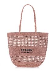 Straw pink women's shopper bag TOREC-0924-34(W24)-01