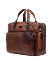Brown leather men's bag TORMS-0100-1H(W26), diagonal product view on white background.