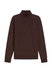 Men's wool turtleneck in dark brown color SWEMT-0198-1I(Z26) - front product view, on a white background.