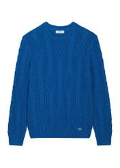 Dark blue men's sweater with decorative weave SWEMT-0205-7C(Z26)