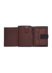 Black men's leather wallet PORMS-0720-99(Z26), product view inside on white background.