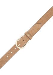 Beige women's leather belt PASDS-0274-1B(W26) - product view from above, on a white background.