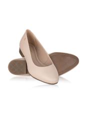 Beige leather women's ballerinas BUTYD-1049A-81(Z24)-07