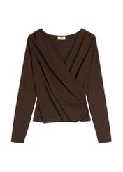 Dark brown women's blouse BLUDT-0203-1I(W26), front product view on white background.