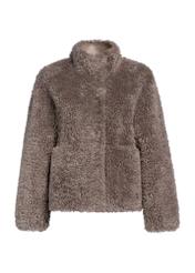 Gray women's fur coat FUTDP-0021C-9B(Z26), front product view on white background.