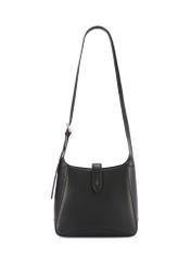 Black leather shoulder bag TORES-1211-9I(W26) - front product view, on white background.