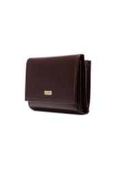 Brown leather women's wallet PL-189-1H(KS), diagonal product view on white background.