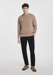 Men's zippered sweater in camel color SWEMT-0164-24(W25)-03