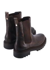 Women's brown leather Chelsea boots BUTYD-1287-1H(Z26), product view from the back on a white background.