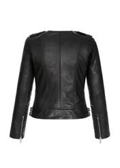 Women's leather jacket with epaulettes KURDS-0229-5477(KS)-03