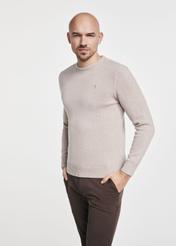 Beige men's cotton sweater SWEMT-0147-81(Z24)-02