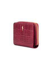 Pink croco women's wallet PORES-0888B-31(Z25), diagonal product view on white background.