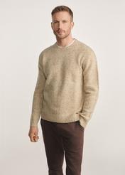 Beige men's sweater SWEMT-0173-24(Z25), front view of the product on the model, half of the silhouette visible.