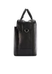 Black large leather men's bag TORMS-0489-99(W26) - side product view, on white background.