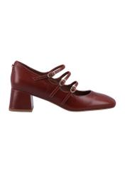 Women's leather pumps in cognac color BUTYD-1350-1F(Z26), side view of the product on a white background.