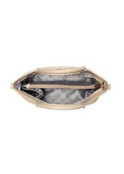 Beige large leather women's handbag TORES-1158-1B(Z26). Top view on a white background.