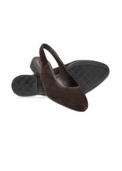Brown women's ballet flats without a heel BUTYD-1246-1I(W26), diagonal product view on a white background.