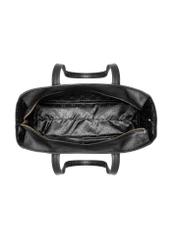 Black leather women's shopper bag TORES-0971F-99(W26) - top view of the inside on a white background.