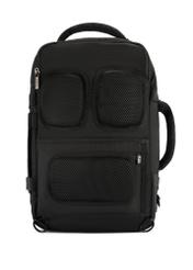 Black airplane backpack PLCMN-0017-99(Z25), product view from the back on a white background.