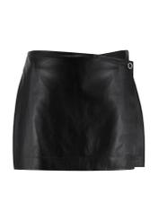 Women's black leather skirt shorts SPODS-0037-1040(W24)-04