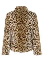 Women's short fur coat in leopard print artificial FUTDT-0043-86(Z20)-02