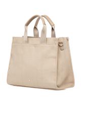 Light beige cotton women's handbag TOREN-0332-1B(W26), diagonal product view on white background.