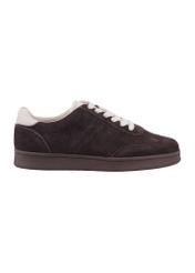 Dark brown suede sports shoes BUTYD-1317-1I(Z26), side view of the product on a white background.