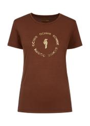 Brown Women's T-shirt with applique TSHDT-0071A-82(Z23)-03