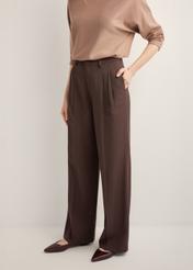 Women's brown trousers SPODT-0112-1I(Z26), product view on the model from the front, half of the silhouette visible.