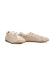 Beige suede women's shoes BUTYD-1261-1A(W26), diagonal product view on white background.