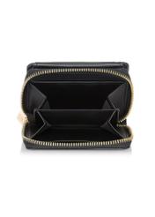 Small black women's wallet with monogram POREC-0349A-9P(Z26), product view inside on white background.