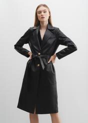 Women's leather coat with belt KURDS-0401-1273(W24)-02