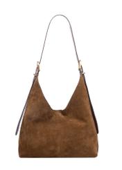 Brown leather women's handbag TORES-1302-1D(W26), product view from the back on a white background.