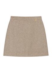 Light beige short herringbone skirt SPCDT-0132-1A(Z26) - front product view, on white background.