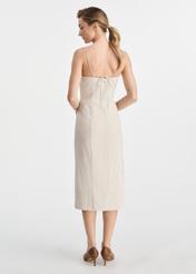 Beige linen midi dress SUKDT-0235-81(W25)-04
