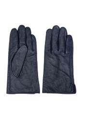 Navy blue men's leather gloves REKMS-0001A-7D(Z26) - product view from above on white background.