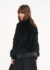 Black women's fur coat with welts FUTDF-0094-5498(Z22)-03