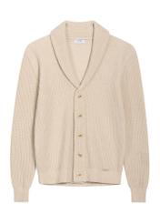 Light beige men's cardigan KARMT-0006-1A(Z26), front product view on white background.