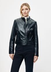 Women's leather jacket with stand-up collar KURDS-0305-4229(KS)