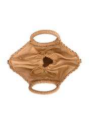 Semi-circular beige woven handbag TOREC-0940-1E(W26), product view inside on white background.