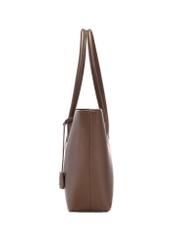 Brown women's shopper bag TOREC-1241-1H(Z26), product view from the side on a white background.