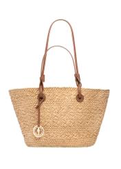 Large women's straw shopper bag TOREC-1217-1E(W26), front product view on white background.