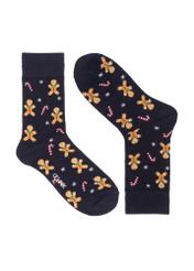 Men's navy blue Christmas socks SKAMT-0183-69(Z24)-01